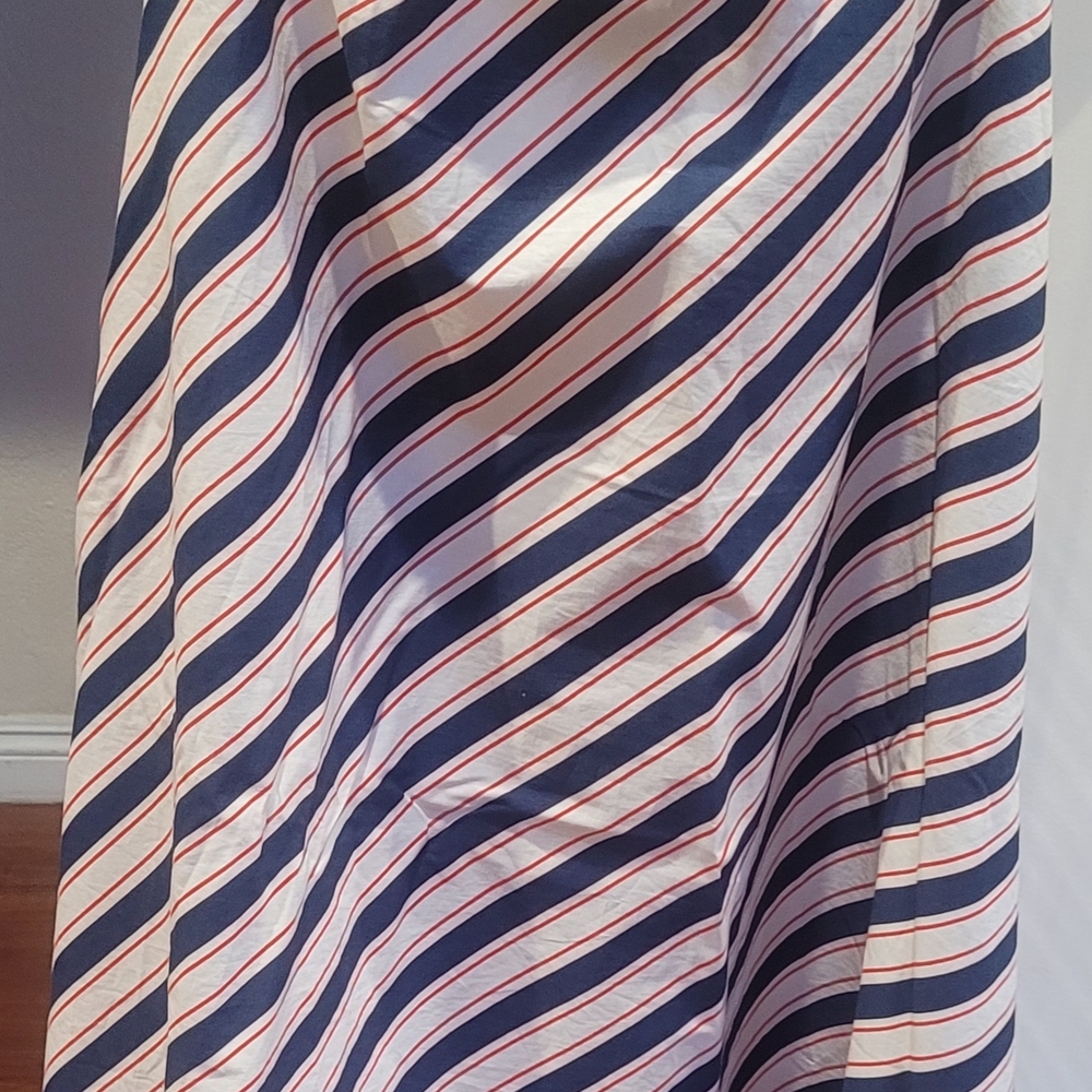 Navy, White & Red Striped A-Line Skirt